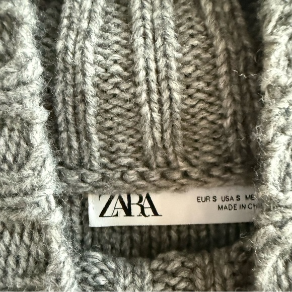 Zara Diamond Knit Sweater in grey marl, Size S - Picture 9 of 10
